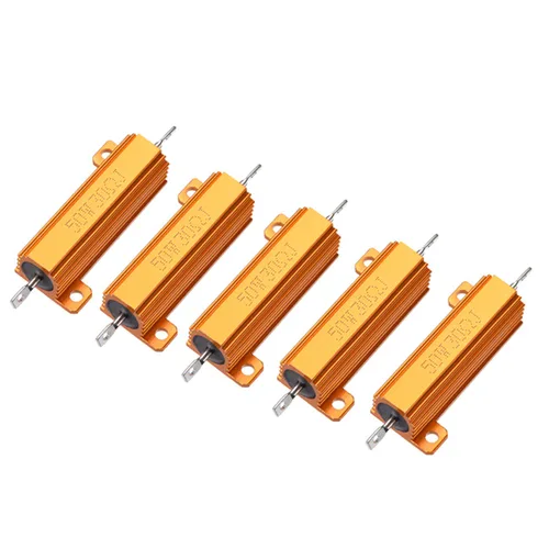 Vista 8 de 5pcs 50W 1 OHM aluminio alojado alambre herido resistencia tono oro