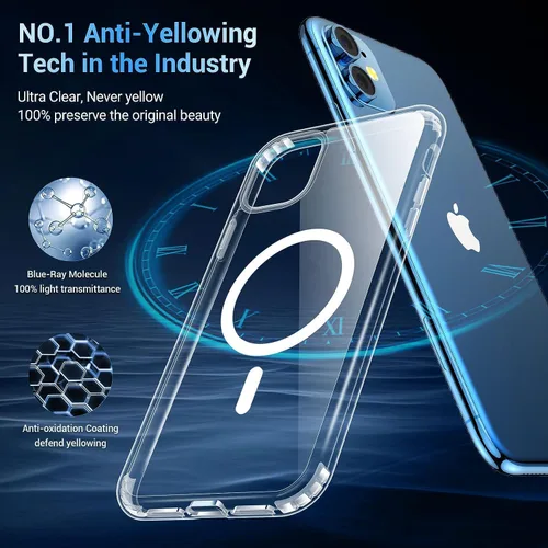 Vista 7 de jaroco Funda magnética para iPhone 11 con protector de pantalla, protección resistente, compatible con MagSafe, protección contra caídas de grado
