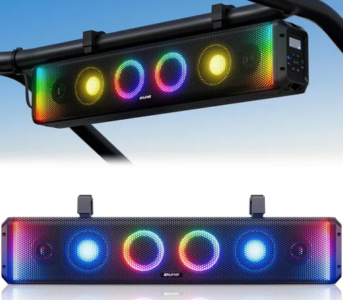 Vista 11 de Ehaho 17 Inch 4-Speaker UTV Sound Bar with Bluetooth, RGB, IP66 Waterproof