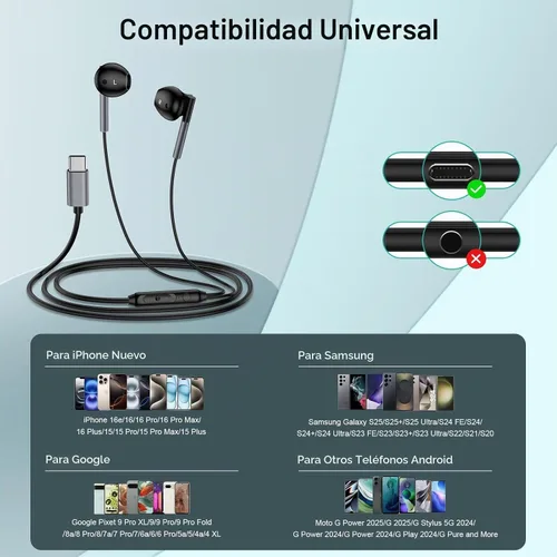 Vista 7 de Auriculares USB C Samsung con cable para Samsung Galaxy S26 S25 Edge S24 Negro puro