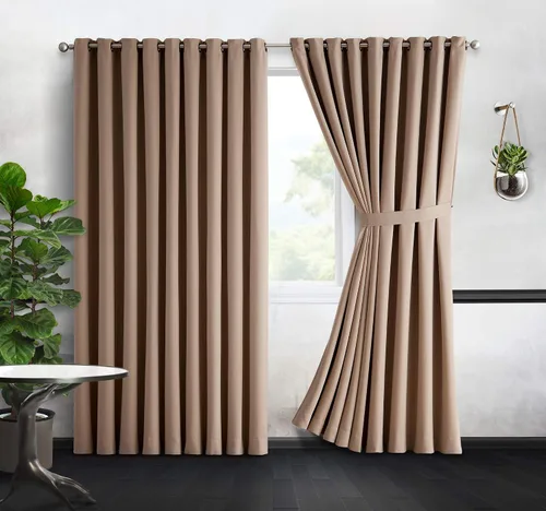 Vista 10 de Cortina opaca con aislamiento térmico - 2 paneles de cortinas opacas de pared a pared con ojales - 132 pulgadas de largo con alzapaños - Tamaño Gris