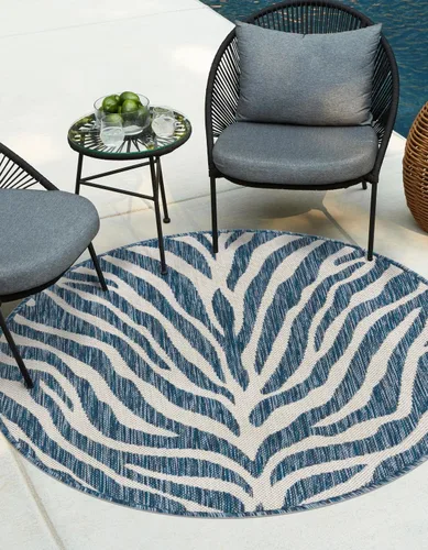 Vista 24 de Unique Loom Outdoor Safari Collection - Alfombra de área - Tsavo (2' x 3' 1", rectangular, azul/marfil)