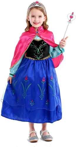 Vista 2 de Luzlen Princess Costume for Toddler Girls Halloween Christmas Dress Party with Accessories Blue