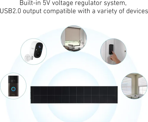 Vista 6 de Panel solar USB de 5 V, cargador solar para persianas de ventanas, persianas enrollables, persianas motorizadas, puerto USB, panel solar de alta