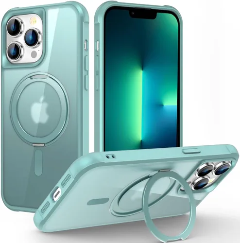 Vista 21 de Funda para iPhone 11 con soporte de anillo magnético giratorio de 360° [compatible con Mag-Safe] [Protección de grado militar] Funda translúcida