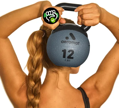 Vista 13 de Aeromat Elite Mini Kettlebells – Weighted Exercise Medicine Ball with Anti-Slip Grip & Wide Handle, Strength Training Kettlebell for Squats