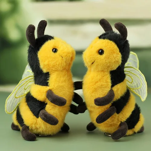 Vista 4 de Lindo y suave peluche realista de abeja melífera, juguete de peluche de abejorro de 6 pulgadas, juguetes de peluche para cumpleaños, Navidad