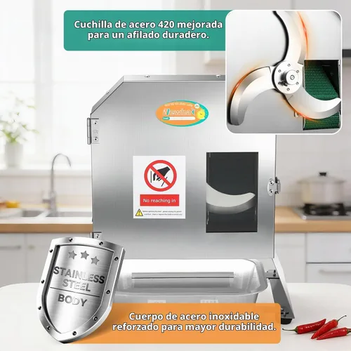 Vista 5 de Newhai Máquina cortadora de verduras comercial Cortadora eléctrica automática de cebolla de primavera con cinta transportadora ajustable