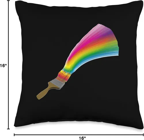 Vista 4 de Painter Art Designs Paintbrush Painting Rainbow Art - Almohada de 16 x 16 pulgadas, multicolor
