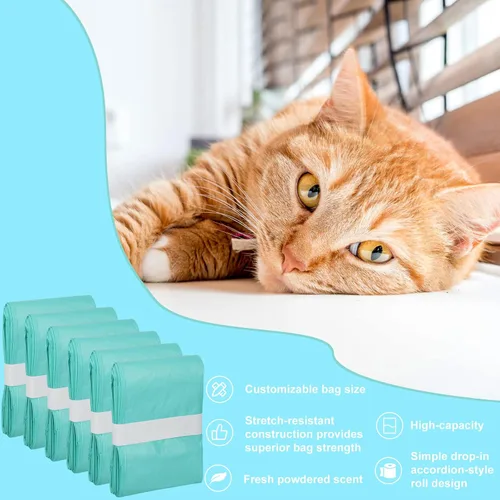 Vista 6 de 6 repuestos para revestimiento de arena para gatos, bolsas compatibles con cubo de campeón, verde, ligeramente perfumado