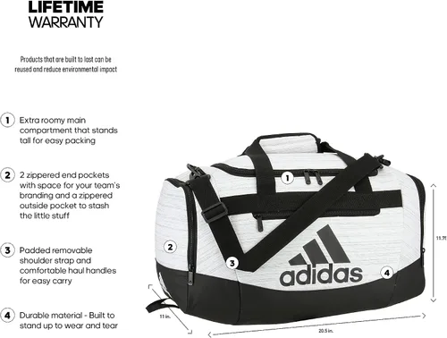 Vista 2 de adidas Defender 4 - Bolsa de lona pequeña, Blanco, talla única