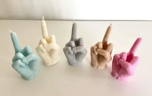 Vista 5 de Middle Finger Candle, Homemade soy candle, Hand Fuck Candle, Teen Room Decor Candle, Funny Aeshetic Candle, Hippie Candle (White, COCONUT)