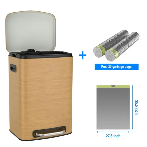 Vista 8 de Bote de basura de acero inoxidable de 13 galones con tapa de cierre suave, pedal manos libres, construcción duradera, perfecto para cocina, oficina
