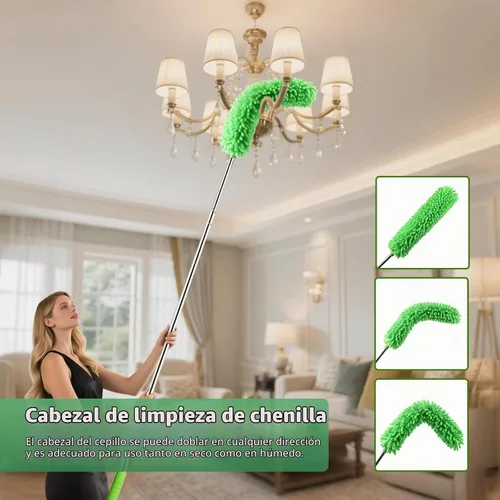 Vista 8 de Plumeros para limpieza de mango largo extensible, plumero Webster con poste de extensión, cepillo removedor de telaraña con poste, limpiador de web