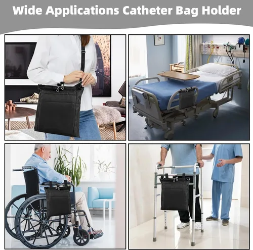 Vista 6 de Foley - Soporte para bolsa de catéter de 67.6 fl oz, fundas para bolsa de catéter con cremallera y correa ajustable, seguro, suave y discreto