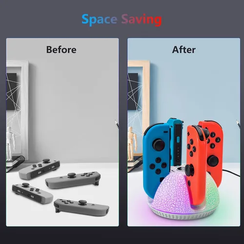 Vista 6 de Controller Charger for Nintendo Switch 1 Joy Con, Charging Dock for 4 Joycon Controllers, Charging Station Compatible with Switch OLED Accessories