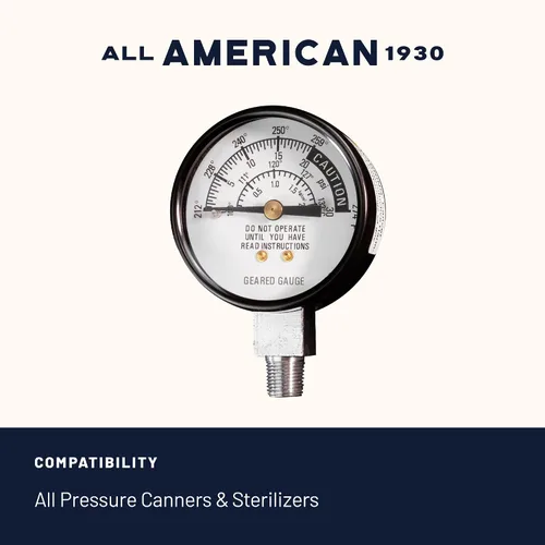 Vista 2 de All American 1930 - Manómetro de presión - Fácil de leer - Se adapta a todas nuestras ollas a presión/latas