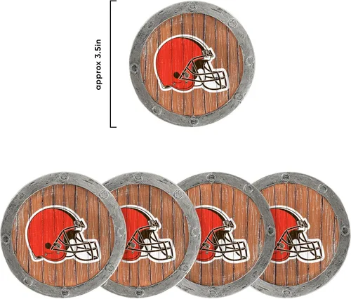 Vista 5 de FOCO NFL Team Logo 5-Pack Barrel Beverage Drink Coaster Set