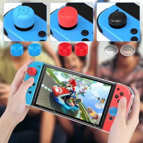Vista 7 de HEYSTOP Funda Switch para Nintendo Switch acoplable con protector de pantalla funda protectora transparente para Nintendo Switch y JoyCon
