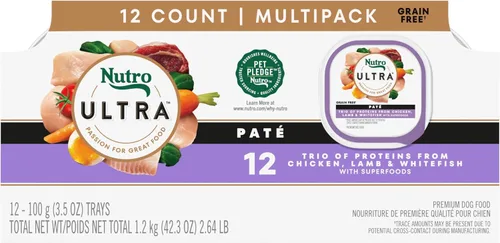 Vista 12 de Nutro Paté de comida ultra húmeda para perros con adornos de comida para perros, plato principal de pollo, bandejas de 3.5 onzas