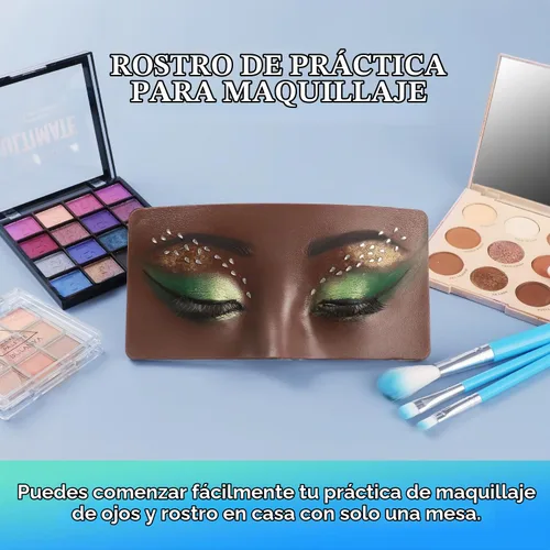 Vista 6 de Maquillaje de ojos de silicona para práctica, maniquí facial reutilizable, color negro Maquillaje Práctica Face Board+Negro