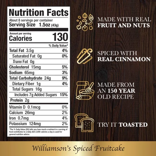 Vista 2 de Williamson's - Pastel de frutas con especias, pastel de frutas, recién hecho, aperitivo gourmet, regalo de comida con frutas finas y nueces