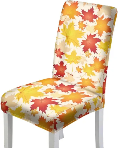 Vista 23 de Rnyleeg Juego de 1 fundas para sillas de comedor de otoño, diseño de hojas, para sala de estar, sin brazos, funda elástica para silla de cóctel