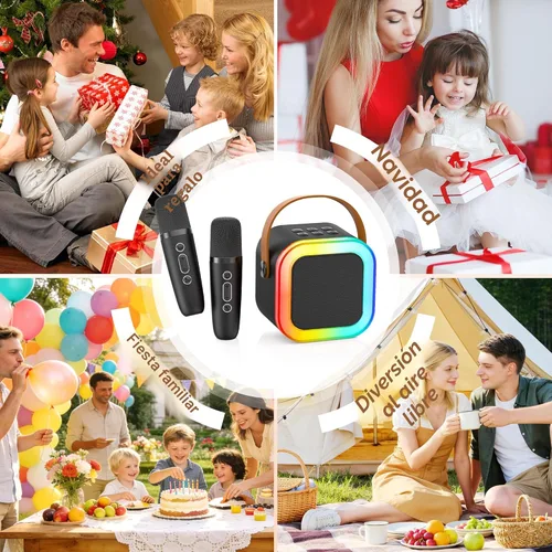 Vista 2 de Mini máquina de karaoke para niños y adultos, 2026, los mejores regalos de cumpleaños para niñas y niños de 3, 4, 5, 6, 7, 8 años, juguetes