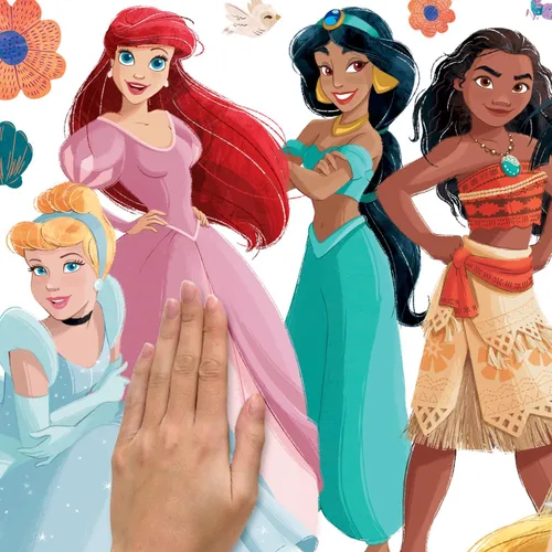 Vista 3 de RoomMates Disney Princess Flowers and Friends - Calcomanías de pared gigantes para despegar y pegar