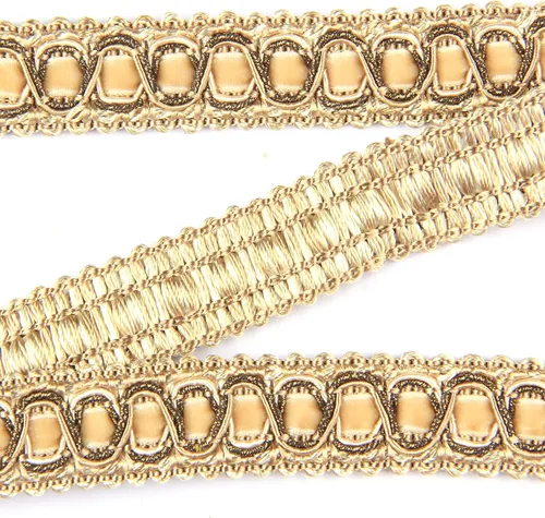 Vista 2 de Recorte trenzado de poliéster de 6.5 yardas, ribete de trenza de 0.8 in/0.79 pulgadas de diámetro, decoración de tela para coser y manualidades Beige