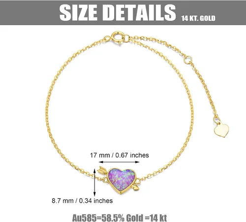 Vista 6 de WSX Solid 14k SunflowerHeart Charm Bracelet for Women Girls Charm Bracelets Gifts for Her Graduation Birthday Valentine