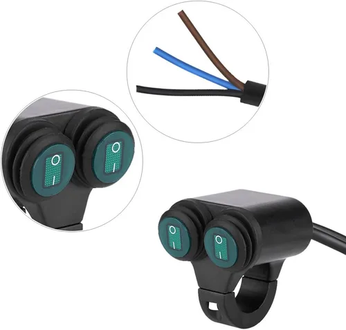 Vista 3 de Interruptor universal de luz para manillar de motocicleta de 0.866 in, luces antiniebla para manillar, interruptor de botón de control doble (A)