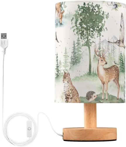 Vista 29 de Bedside Table Lamp Cute Highland Cow Animal Nightstand Lamp with Wood Desk Lamps for Bedroom Living Room Nursery Office Home Decor