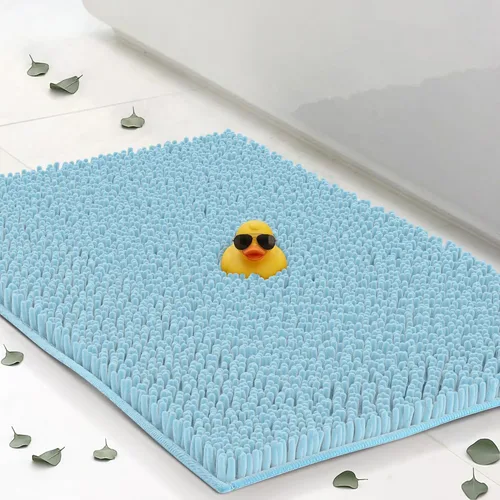 Vista 9 de Tapetes de baño pequeños de felpilla de 22 x 14 pulgadas, tapetes de baño absorbentes de felpa, de secado rápido, suaves y lavables a máquina
