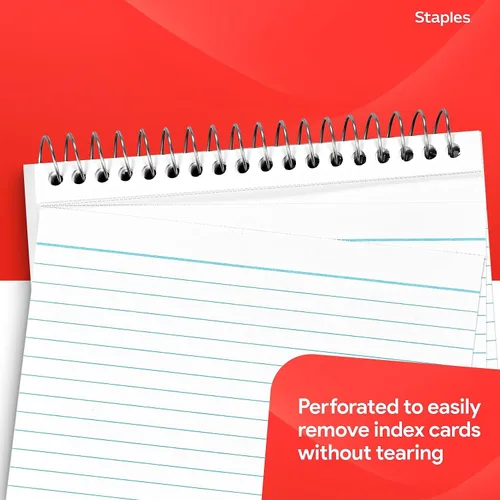 Vista 3 de Staples™ Tarjetas de índice de 4 x 6 pulgadas, forradas, blancas, 50 tarjetas/paquete, paquete de 3/cartón (TR51007)