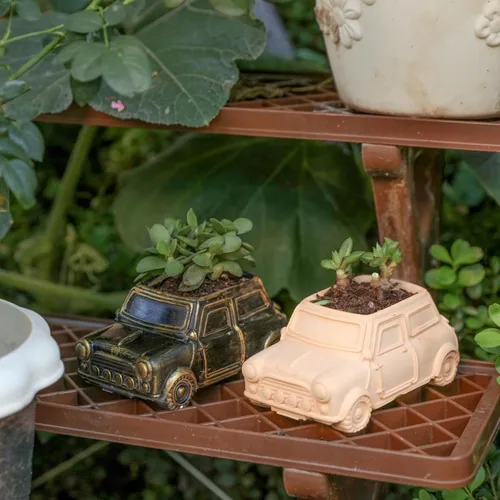 Vista 6 de Boowan Nicole Moldes de silicona con forma de automóvil de estilo retro para hormigón, cemento, maceta, vela, tarro de velas, hecho a mano