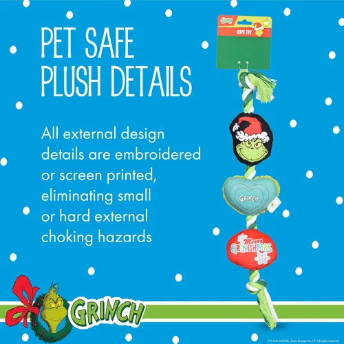 Vista 2 de Dr. Seuss for Pets Cómo el Grinch Robó la Navidad Juguete de Cuerda del Grinch de 14 pulgadas para Perros Juguetes Chirriantes para Perros La