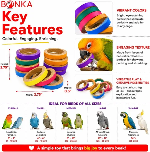 Vista 2 de Bonka Bird Toys 2113 Pk12 2.75 "cartón masticar bagels pájaro pie juguete