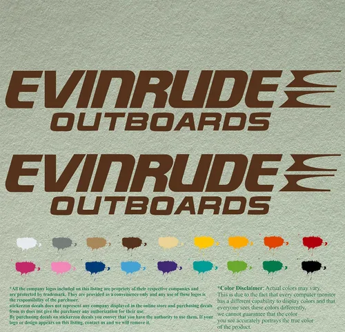 Vista 15 de Evinrude - Juego de 2 calcomanías de vinilo de repuesto compatibles con motor fuera de borda (12 pulgadas, negro 070)
