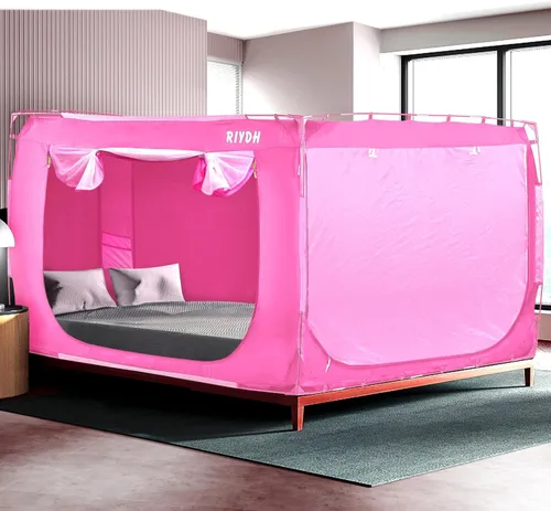 Vista 24 de RIYDH Tienda de campaña para cama tamaño individual XL para adultos y niños, diseño original, tienda de campaña portátil de ensueño para interiores