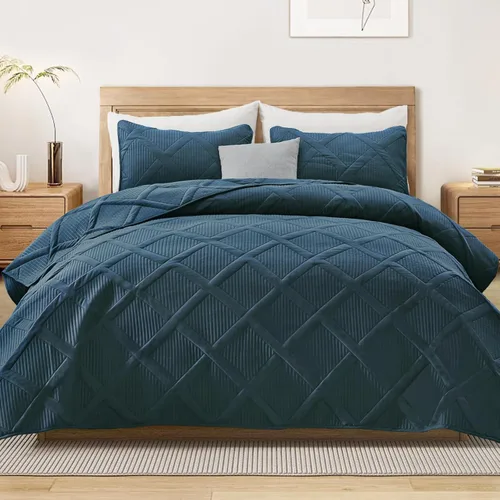 Vista 7 de Exclusivo Mezcla Twin Size Quilt Set, Black Soft Bedspreads with 1 Pillow Sham, Modern Striped Pattern, Lightweight Bedding Set Coverlets for All