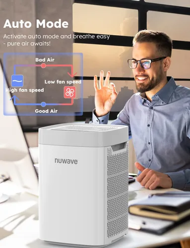 Vista 7 de Nuwave Purificadores de aire para dormitorio del hogar hasta 1361 pies cuadrados, purificador de aire portátil con sensor de calidad del aire