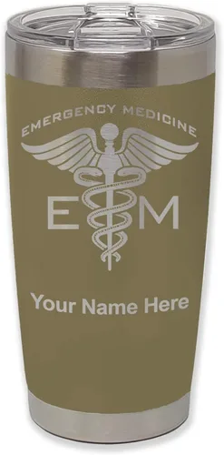Vista 19 de LaserGram Vaso aislado al vacío de 20 onzas, medicina de emergencia, grabado personalizado incluido (gris) Engraved Gift for Doctors, Vacuum