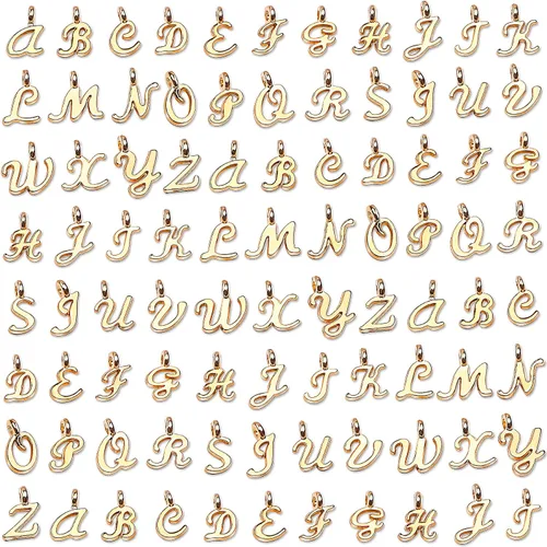 Vista 9 de SANNIX 156 piezas/6 juegos alfabeto ABC letras Charms Capital A-Z Charms DIY pulsera collar colgantes con 200 piezas abiertos Jump anillos