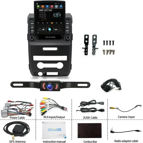 Vista 3 de Estéreo de coche de doble DIN 4G+64G para Ford F150 2009-2014 con Carplay inalámbrico y Android Auto, pantalla táctil de 9.7 pulgadas Android 13