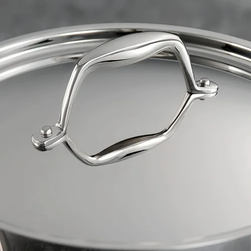 Vista 5 de Tramontina Signature - Cacerola de acero inoxidable con revestimiento tricapa de 3 cuartos con tapa, lista para inducción, apta para lavavajillas