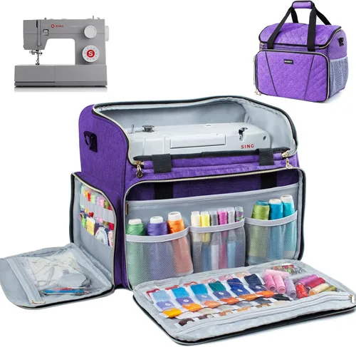 Vista 10 de BAGSFY Estuche grande para transportar máquina de coser, bolsa para máquina de coser, bolsa de viaje compatible con Brother, Singer, Bernina