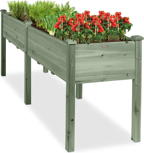 Vista 9 de Best Choice Products Cama de jardín elevada de 48 x 24 x 30 pulgadas con profundidad extra profunda de 16 pulgadas, soporte para maceta de madera