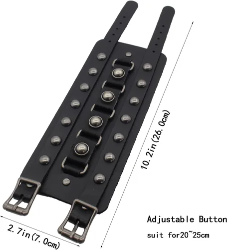Vista 5 de Scddboy Pulsera ancha de cuero gótico para hombre, estilo punk rock Biker