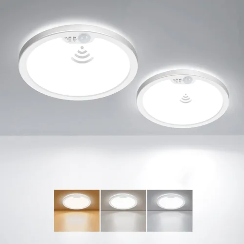 Vista 9 de BLNAN Lámpara de techo con sensor de movimiento con cable, 8.7 pulgadas, 3000 K, 4000 K, 5000 K, seleccionable, lámpara LED de montaje empotrado